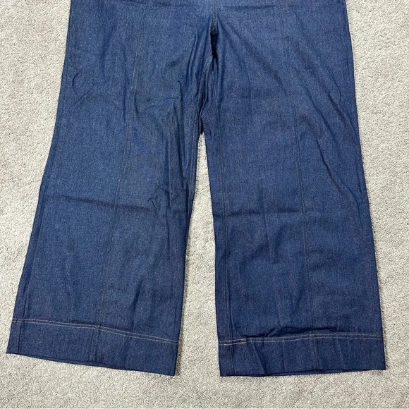 Smak Parlour Strawberry Blossom Embroidered Denim Wide Leg Pants High Rise 4X - Picture 6 of 16